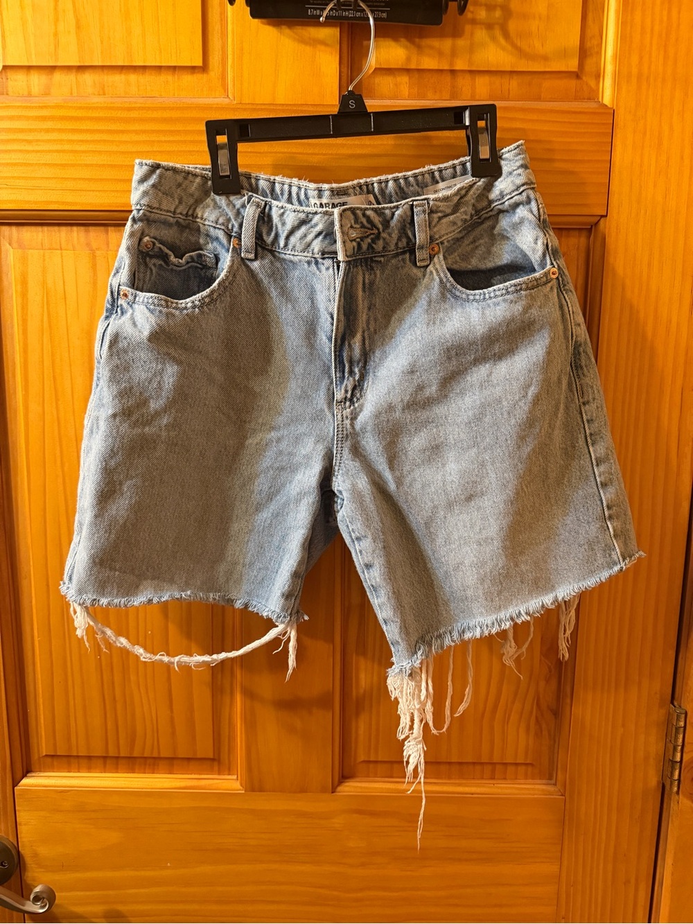 Light Wash Distressed Denim Garage Cutoff Shorts